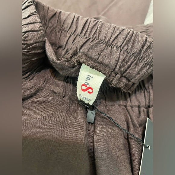 NWT brown linen wide leg pant size large - Picture 5 of 8